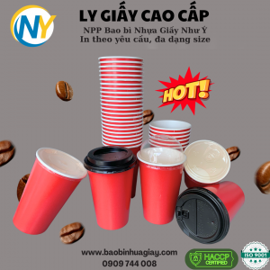 Ly giấy D90 - 16oz (In 1 màu) - Full nền (đỏ)(BL)