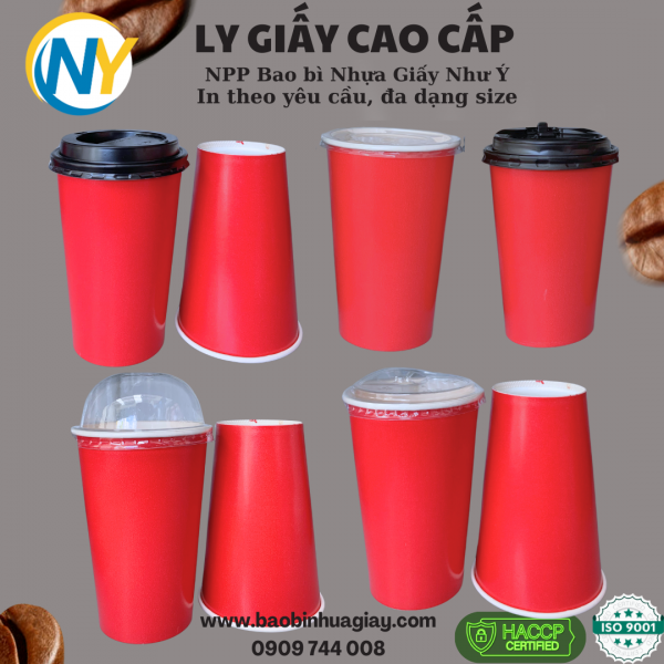 Ly giấy D90 - 16oz (In 1 màu) - Full nền (đỏ)(BL)