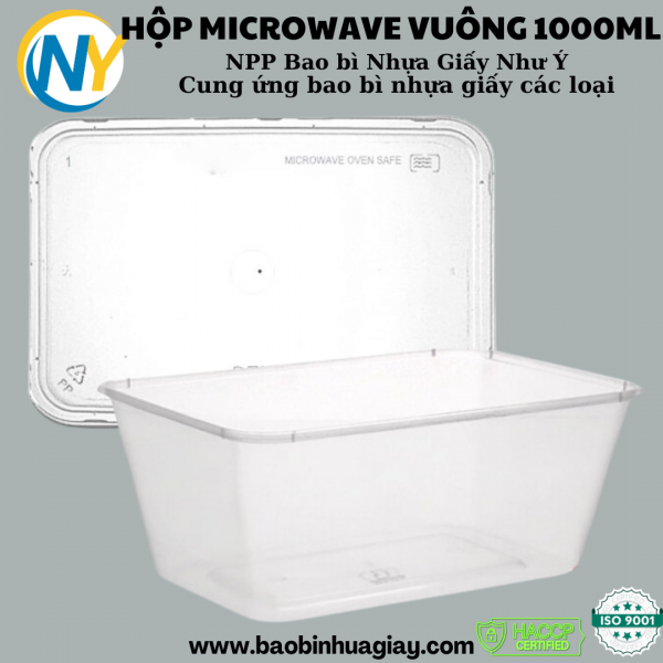 Hộp nhựa vuông 1000ml trong (Bộ L10)