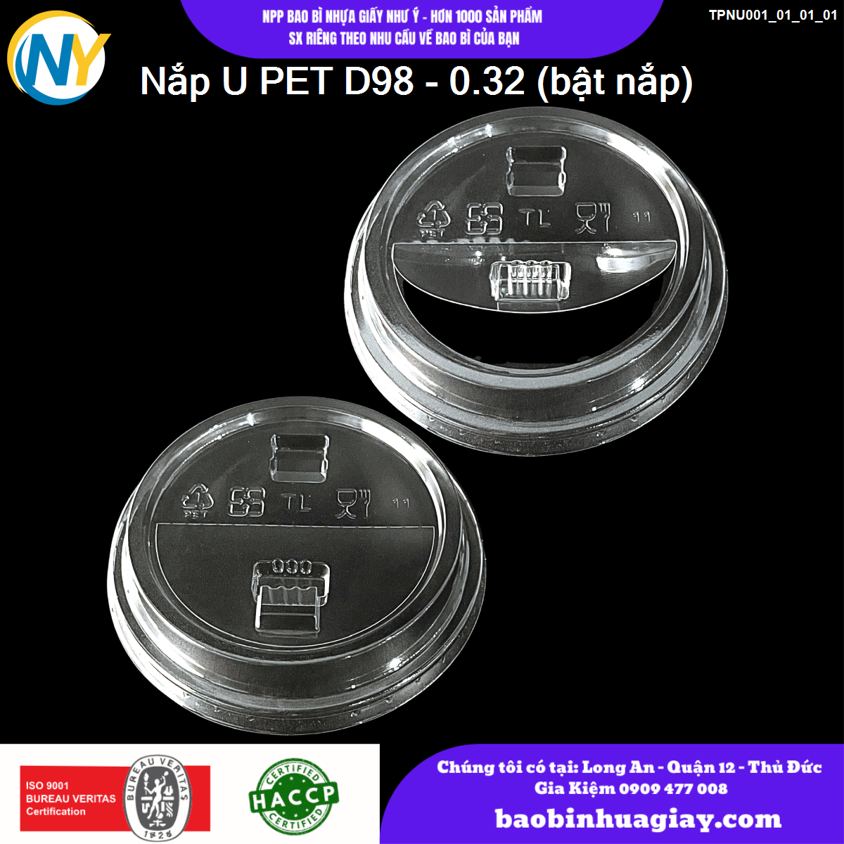 Nắp U PET D98 - 0.32 (bật nắp)