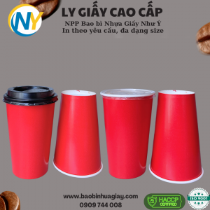 Ly giấy D90 - 16oz (In 1 màu) - Full nền (đỏ)(BL)