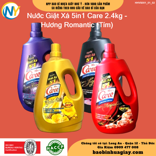 Nước Giặt Xả 5in1 Care 2.4kg - Hương Romantic (Tím)