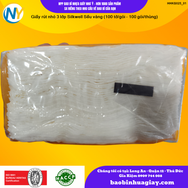 Giấy rút nhỏ 3 lớp Silkwell Sếu vàng (100 tờ/gói - 100 gói/thùng)