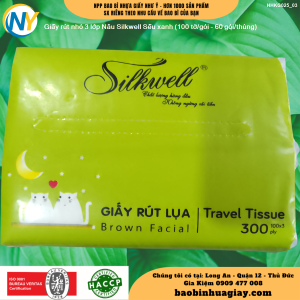 Giấy rút nhỏ 3 lớp Nâu Silkwell Sếu xanh (100 tờ/gói - 60 gói/thùng)