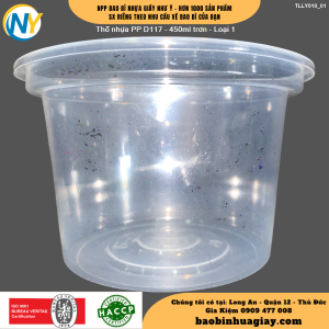 Thố nhựa PP D117 - 450ml trơn - Loại 1