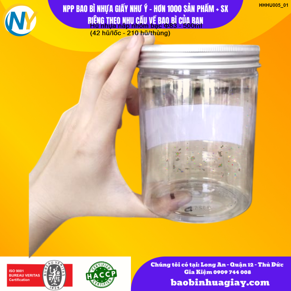 Hũ nhựa nắp nhôm bạc Φ83 - 500ml (42 hũ/lốc - 210 hũ/thùng)