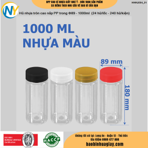 Hũ nhựa tròn cao nắp PP trong Φ89 - 1000ml (24 hũ/lốc - 240 hũ/kiện)