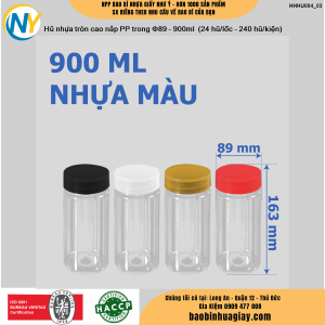 Hũ nhựa tròn cao nắp PP trong Φ89 - 900ml (24 hũ/lốc - 240 hũ/kiện)