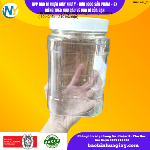 Hũ nhựa vuông 1kg3 nắp trắng A016 (1000ml) ( 30 hũ/lốc - 240 hũ/kiện)