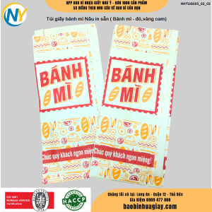 Túi giấy bánh mì Nâu in sẵn ( Bánh mì - đỏ,vàng cam)