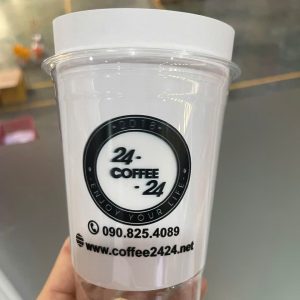 Ly nhựa PET trơn D92 - 14/16oz (430ml) KA (In 2 màu) - 24 Coffee (trắng,đen)