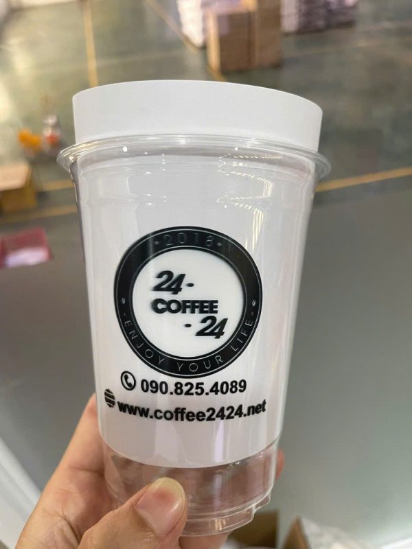 Ly nhựa PET trơn D92 - 14/16oz (430ml) KA (In 2 màu) - 24 Coffee (trắng,đen)