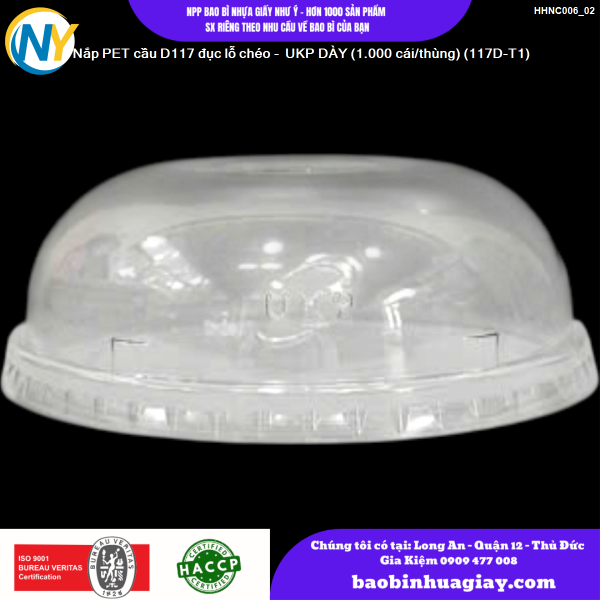 Nắp PET cầu D117 đục lỗ chéo - UKP DÀY (1.000 cái/thùng) (117D-T1)