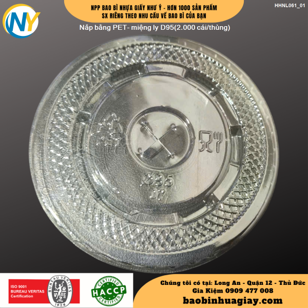 Nắp bằng PET- miệng ly D95(2.000 cái/thùng)